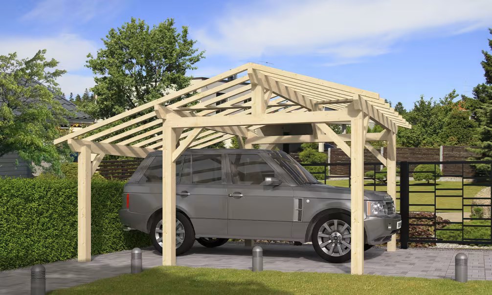 Carport 1 Fahrzeug Volcan 15 asymmetrisch - 19,36m² nicht überdacht