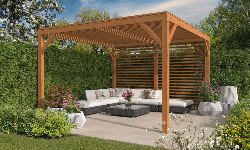 Freistehende Pergola – 15,21 m² – 390 x 390 cm