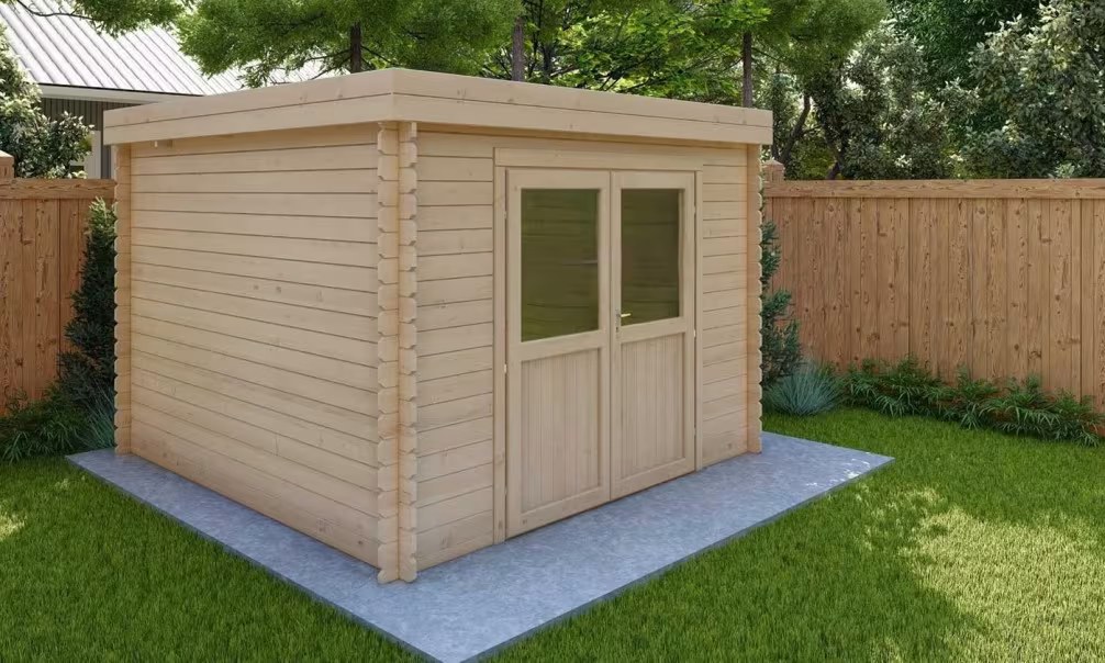 Rohbau-Gartenhaus Jonzac 9 Flachdach Stärke 28mm / Erstpreis