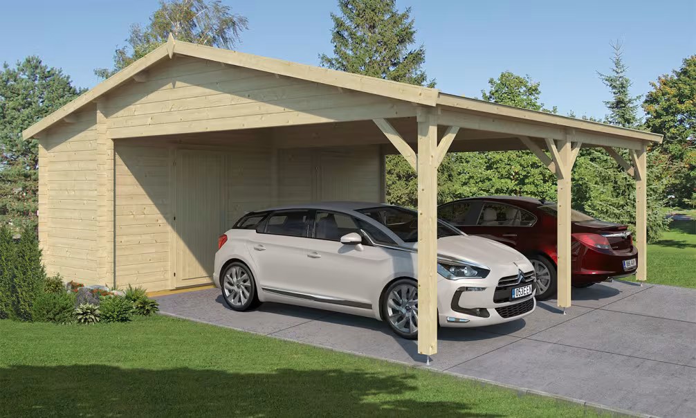 Doppelcarport Satteldach mit Abstellraum Liège