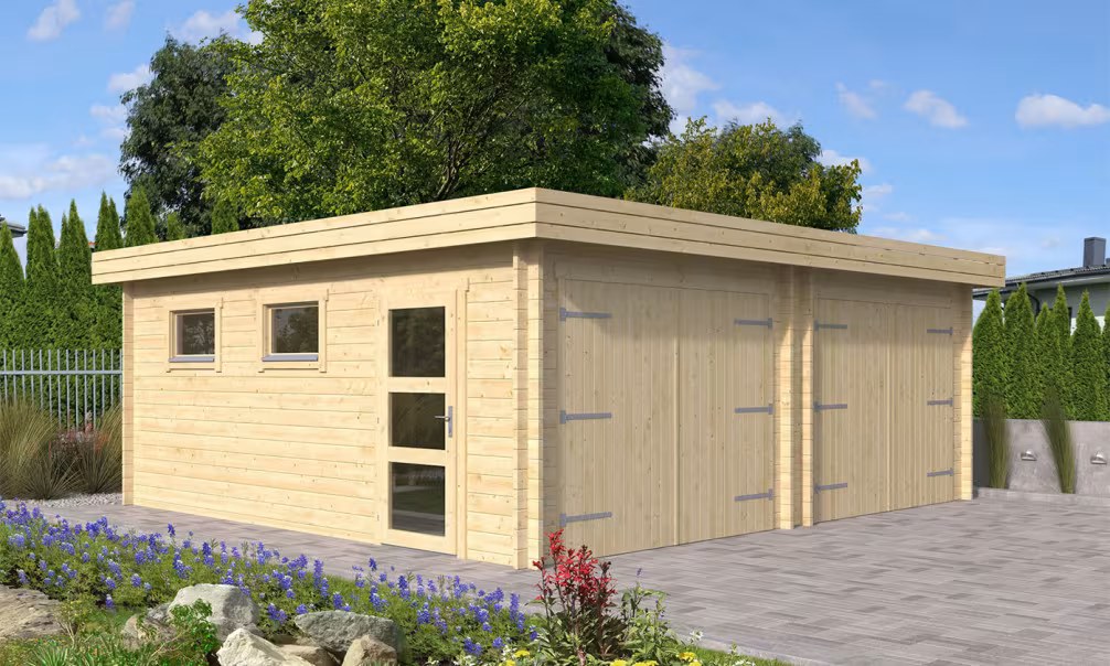 Doppelcarport Flachdach MARTIGUES 44mm - 35,05 m²