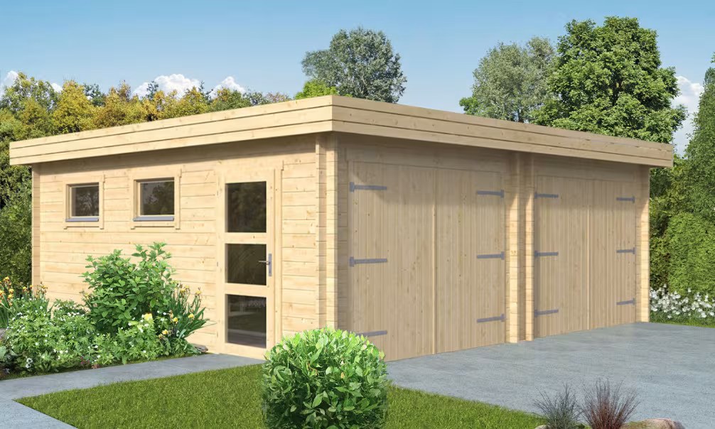 Doppelcarport Flachdach MARTIGUES | 70mm | 34,42m² Innenraum