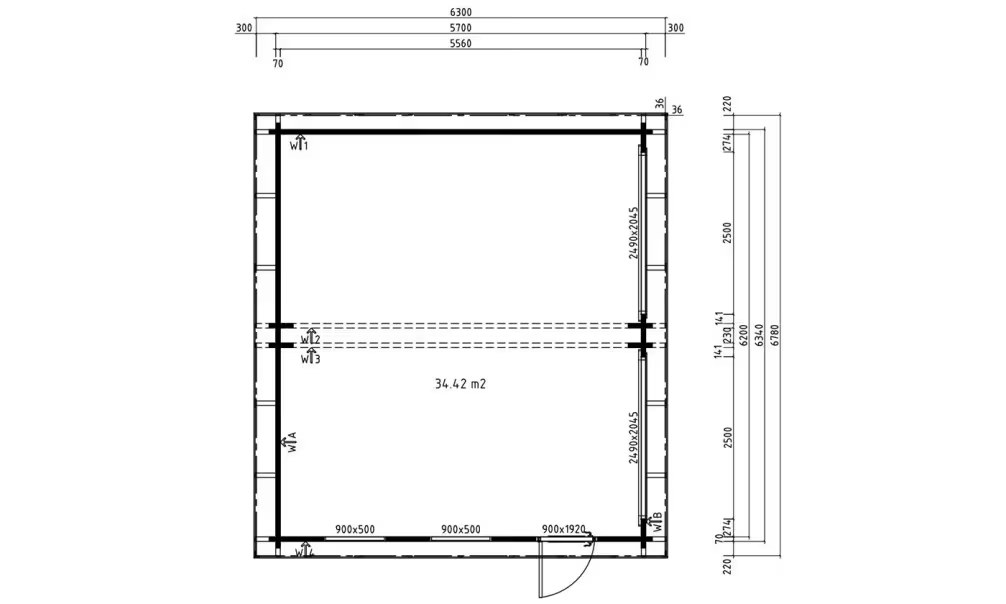Doppelcarport Flachdach MARTIGUES | 70mm | 34,42m² Innenraum – Bild 3