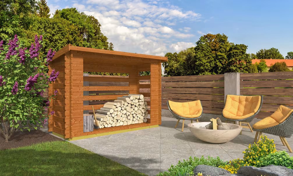 Holz-Brennholzunterstand kesseldruckimprägniert Kimbolton 28mm – 2,72 m² Innenraum