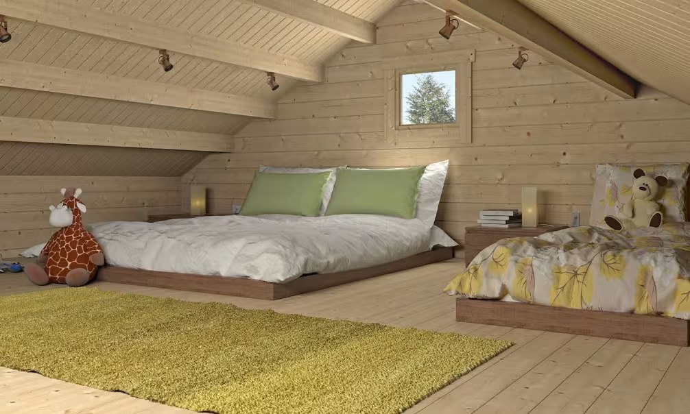 Gartenhaus Mezzanine ANVERS 25 | Bohlen 70mm | 25 + 25m² Innenraum – Bild 5