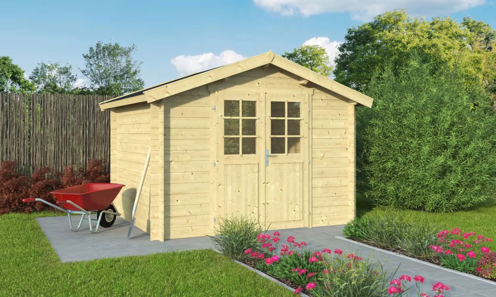 Holzgartenhaus Violette 7 Stärke 34 mm – 6.30m² Innenraum, Satteldach