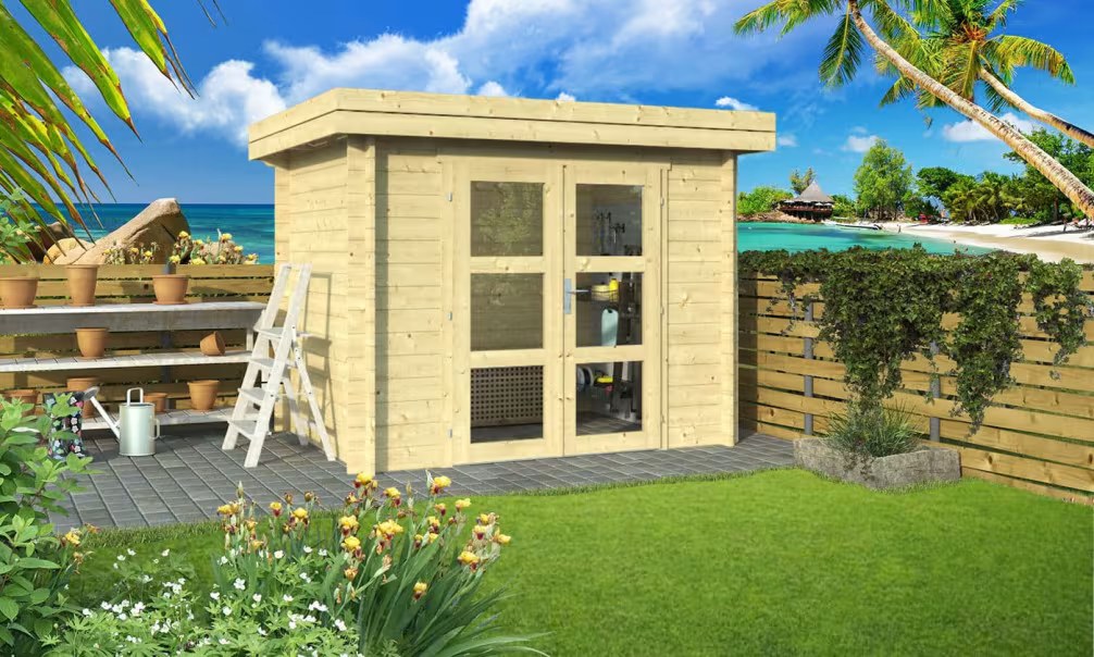 Holzgartenhaus LYON 5 34 mm – 4.37m² Innenraum 248×188 cm 34mm
