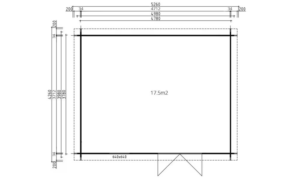Holzgartenhaus LYON 18 34 mm – 17.5 m² Innenraum 478×378 cm 34mm | To… – Bild 2