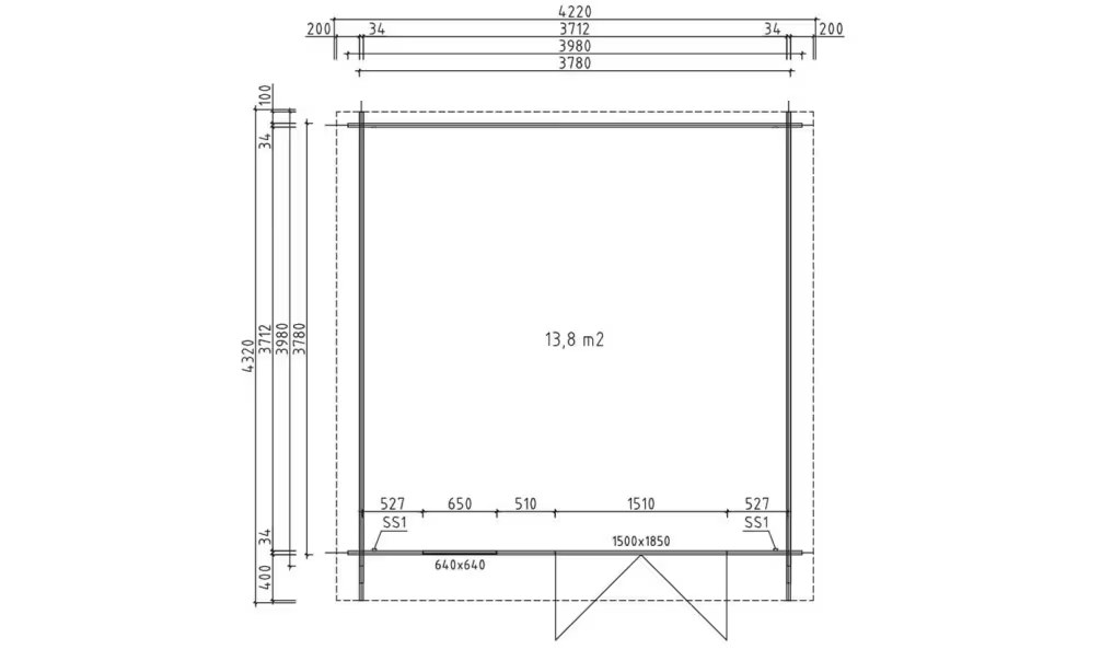 Holzgartenhaus VIOLETTE 15 autoclave 34 mm – 13.80 m² Innenraum 378×3… – Bild 2