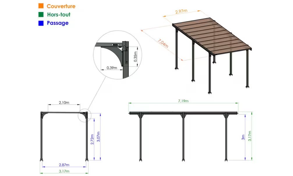 Carport Wohnmobil – Flachdach – Hegoa 20 Aluminium – Bild 3