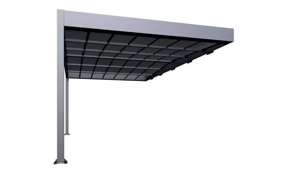 Anlehn-Carport – Flachdach – Libeccio wall Aluminium – Bild 2