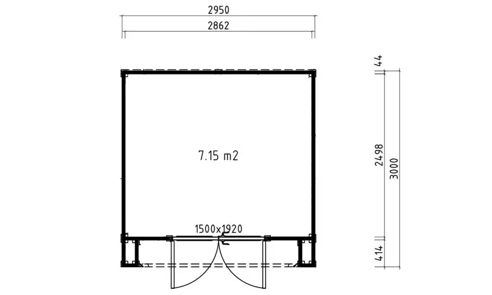 Holz-Poolhaus Hossegor 9 – 44 mm – 7.15m² Innenraum – Weißer Bogen – Bild 2