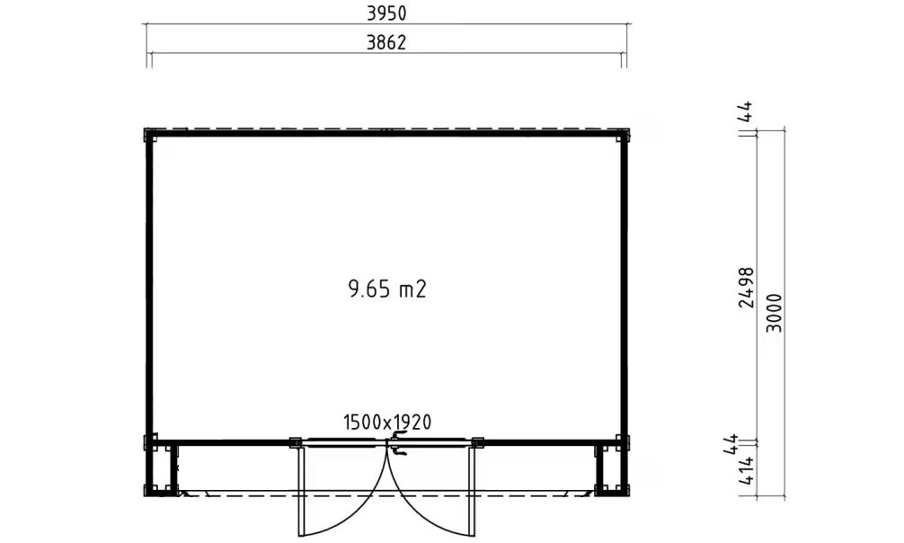 Holz-Poolhaus Hossegor 12 – 44 mm – 9.65m² Innenraum – Weißer Bogen – Bild 2