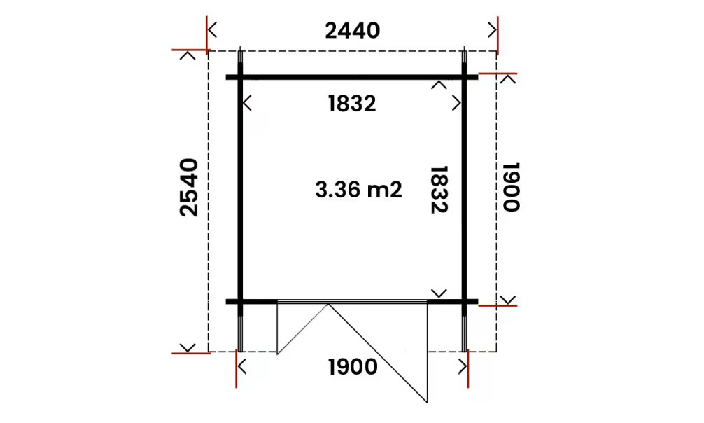 Gartenhaus ARDENNES 34mm – 3,4m² Innenraum 190×190 cm 34mm – Bild 2