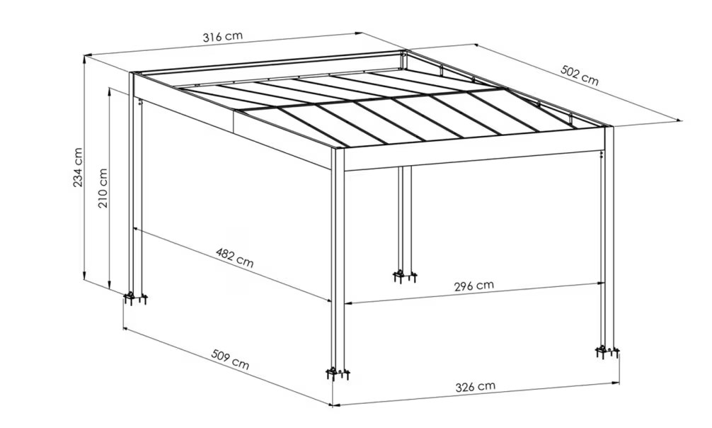 Carport Flachdach – Libeccio 5 Lamellen – Aluminium – Bild 2