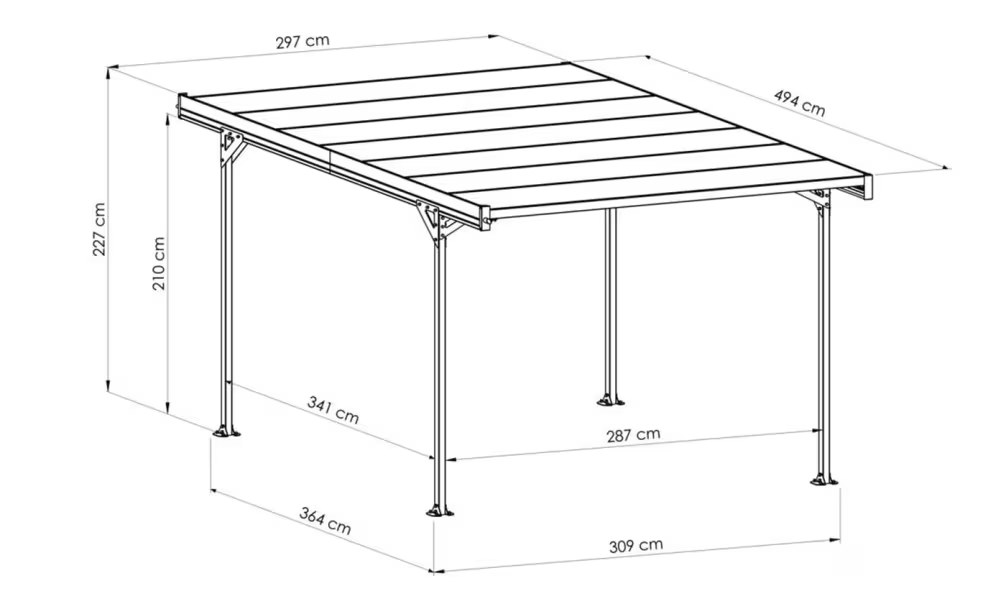 Carport Flachdach – Mistral – Aluminium – Bild 4
