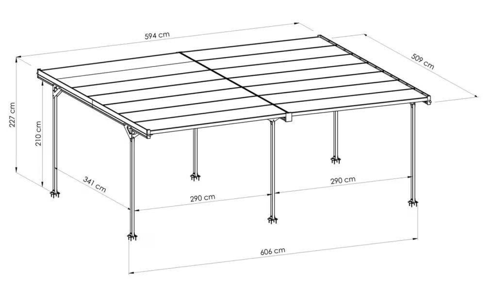 Carport Flachdach – Mistral Double – Aluminium – Bild 2
