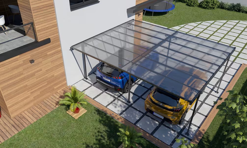 Carport Flachdach – Mistral Double – Aluminium – Bild 4
