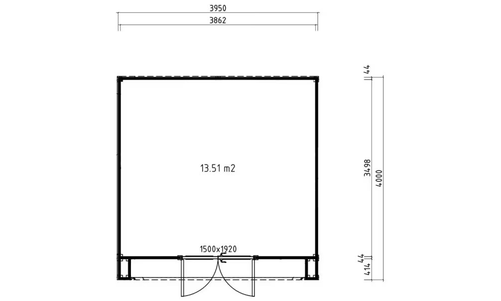 Holz-Poolhaus Hossegor 16 – 44 mm – 13.51m² Innenraum – Grauer Bogen – Bild 2