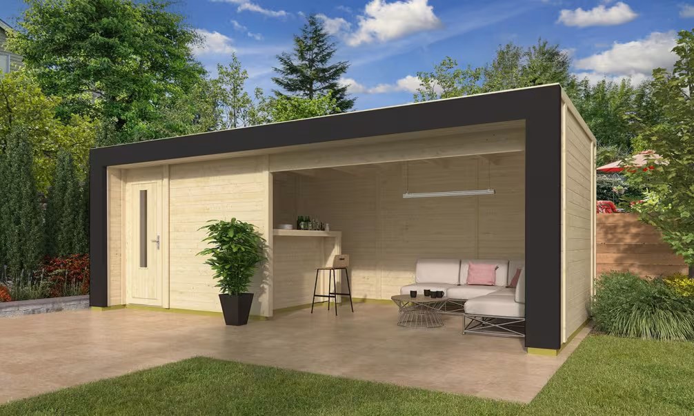 Poolhaus Istres mit Bar – 19,5m² – Grauer Bogen 650×300 cm 28mm | T…