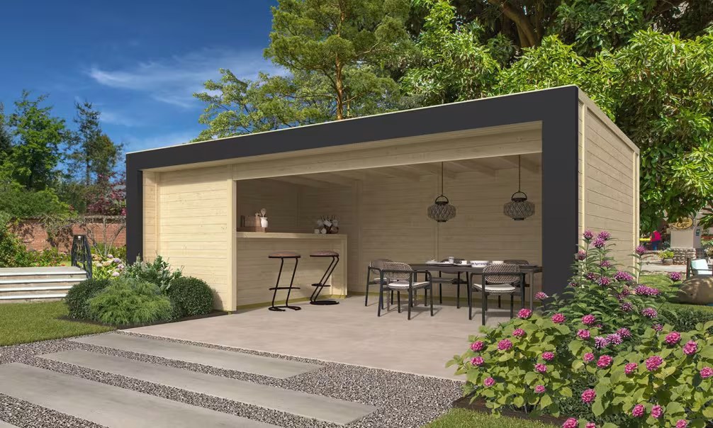 Poolhaus Pornichet mit Bar – 26m² – Grauer Bogen 650x400cm 28mm