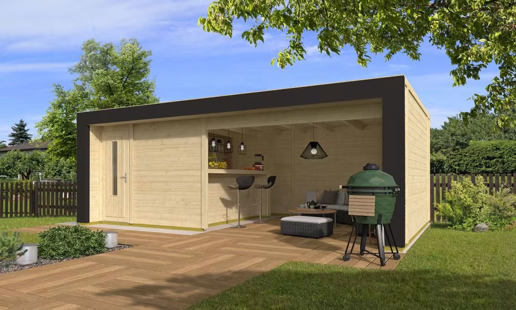 Poolhaus Croisic mit Bar – 26m² – Grauer Bogen 650x400cm 28mm