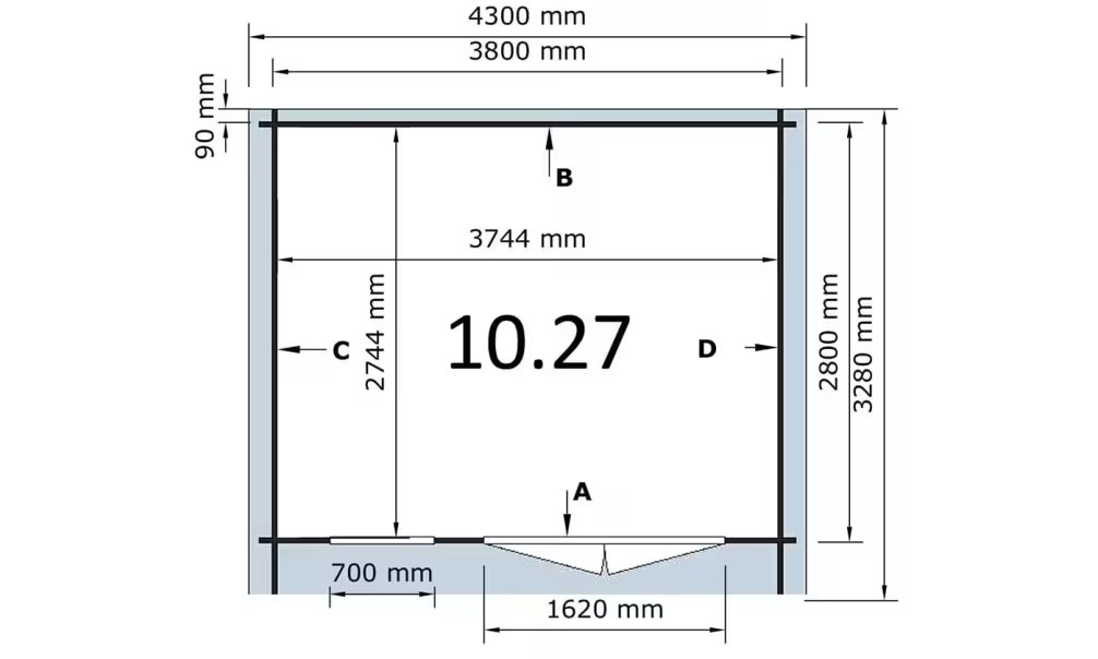 Gartenhaus kesseldruckimprägniert grau Périgord 12 Stärke 28mm 380×280 cm – Bild 2