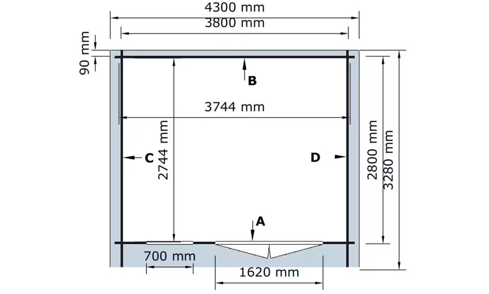 Gartenhaus kesseldruckimprägniert grau Landes 12 Stärke 28mm 380×280 cm – Bild 2
