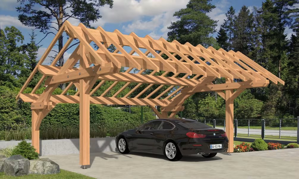 Doppelcarport Holz Ixora Satteldach 6,30x5,41m Douglasie