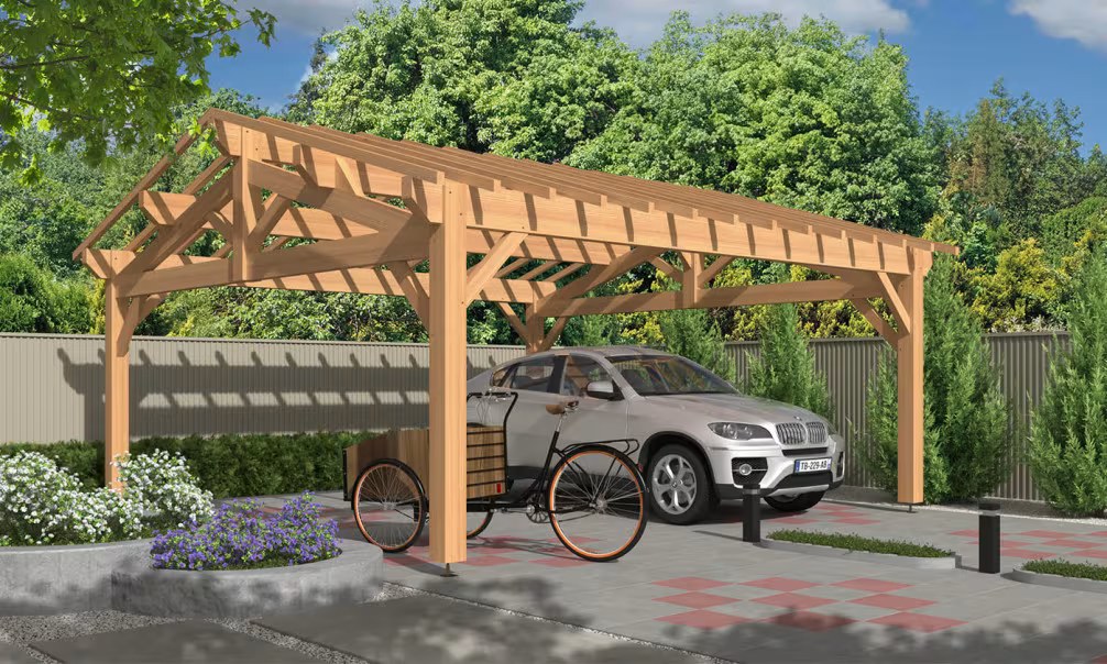 Doppelcarport Lantana Satteldach 6.50×6.50 m Douglasie