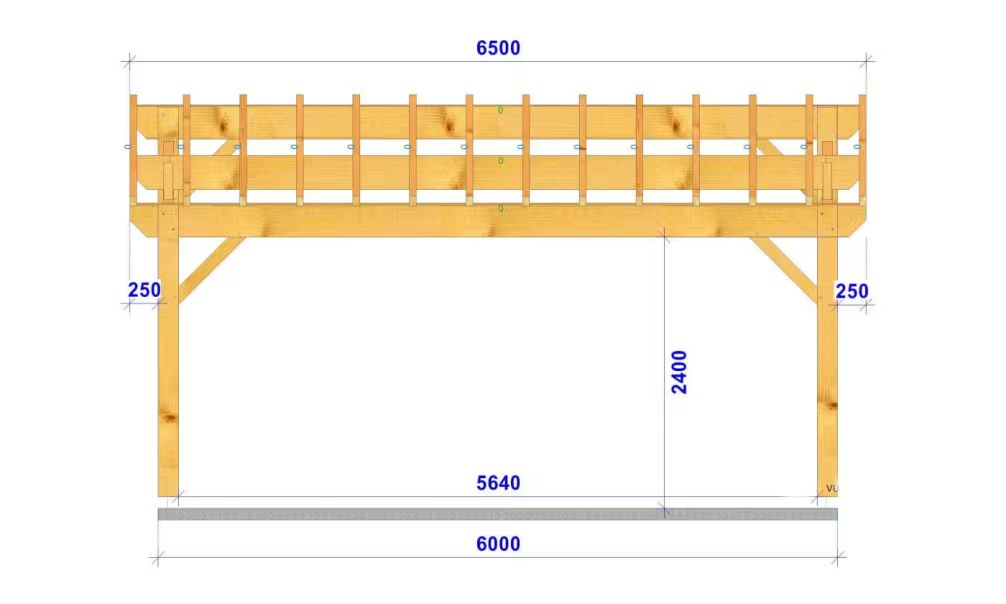 Doppelcarport Lantana Satteldach 6.50×6.50 m Douglasie – Bild 3