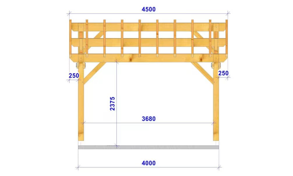 Carport Freesia Satteldach 4.50×6.50m Douglasie – Bild 2