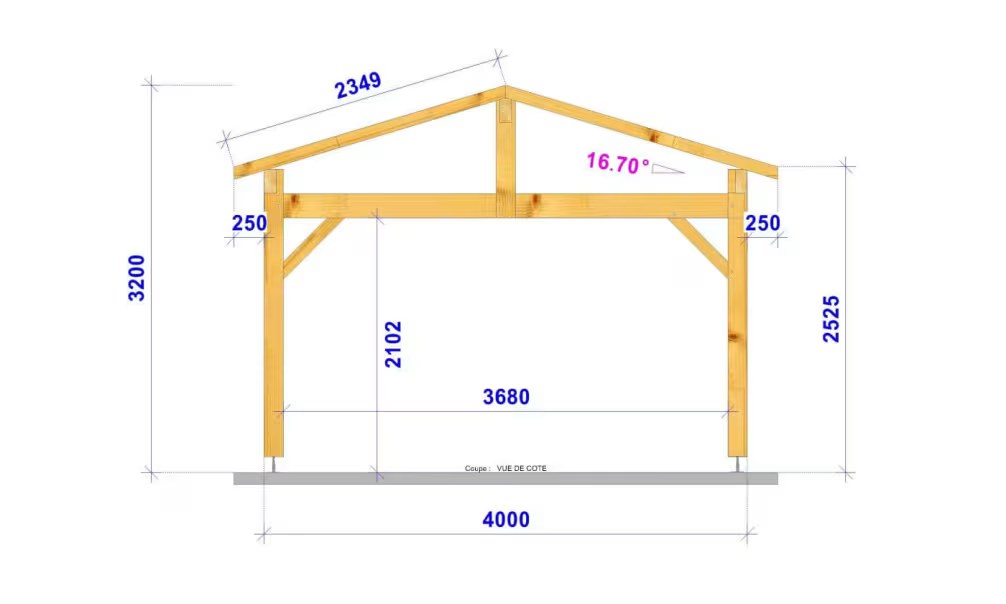 Carport Mimosa Satteldach 4.50×4.50m Douglasie – Bild 3