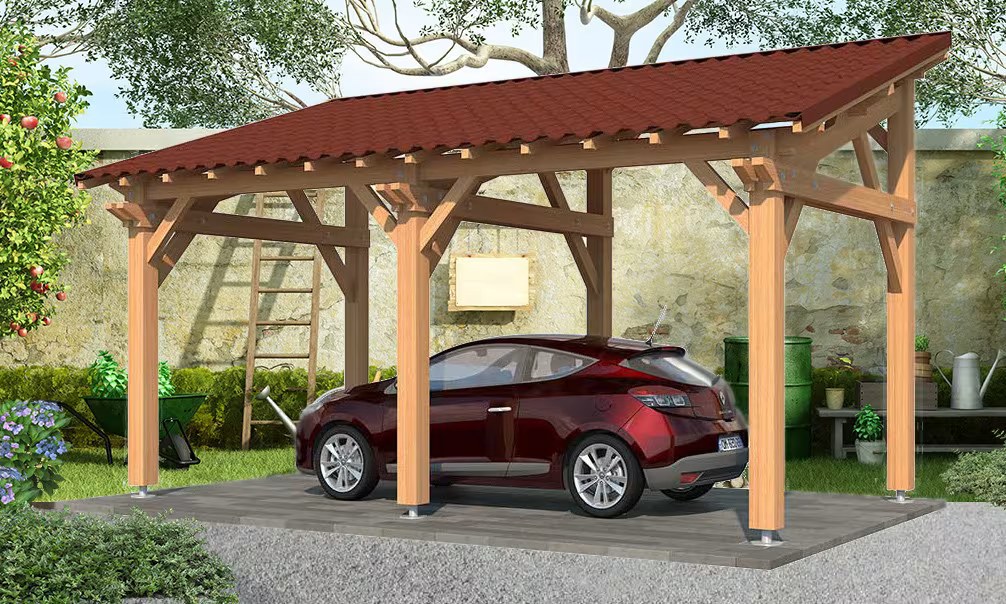 Carport 1 Fahrzeug Pultdach Etlingera – Anlehn – Douglasie – Bild 2