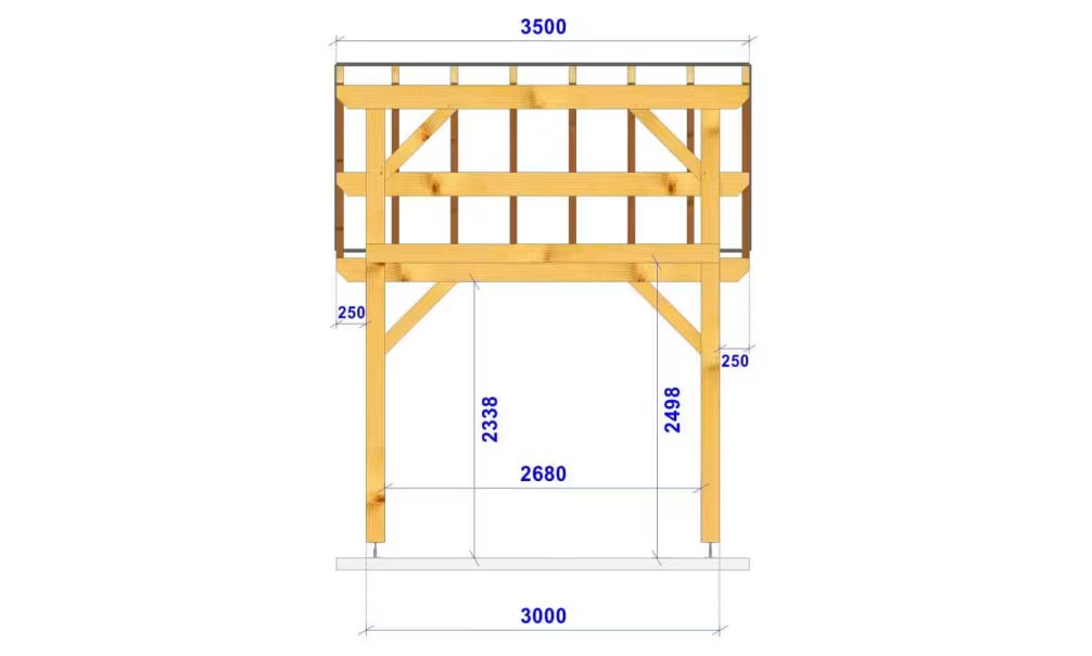 Carport 1 Fahrzeug Pultdach Jaborosa – Anlehn – Douglasie – Bild 2