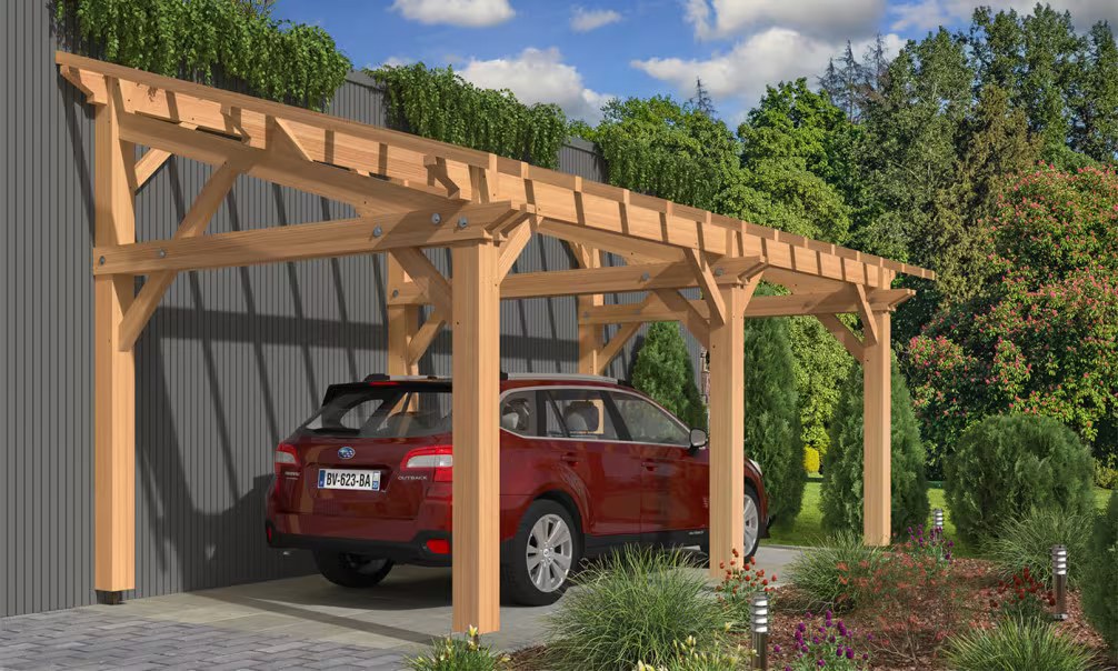 Carport 1 Fahrzeug Pultdach Etlingera – Anlehn – Douglasie