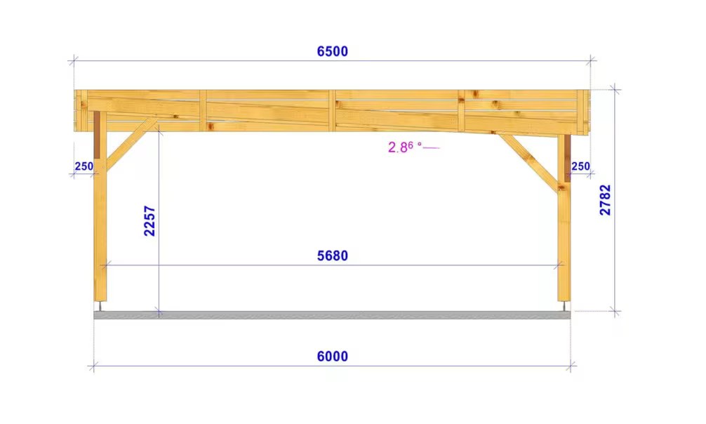 Doppelcarport Flachdach Iberis – Holzcarport Bausatz Douglasie – Bild 4