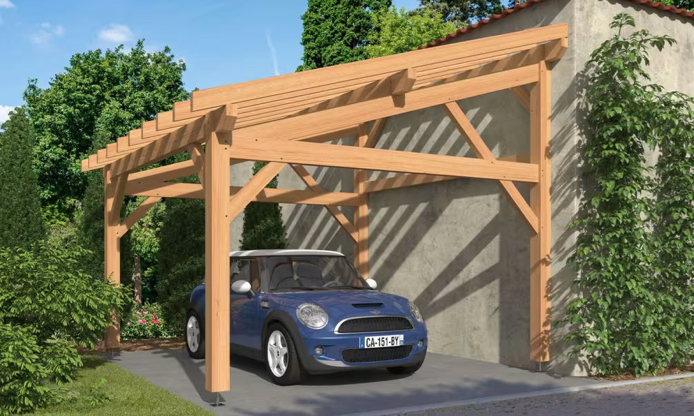 Carport 1 Fahrzeug Pultdach Watsonia – Anlehn- – Douglasie