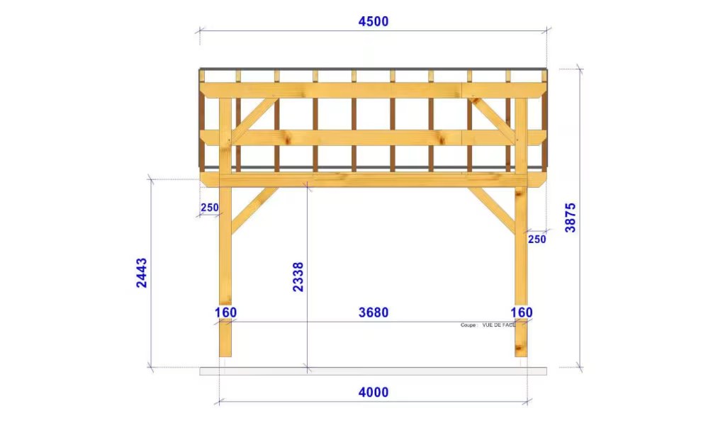 Carport 1 Fahrzeug Pultdach Watsonia – Anlehn- – Douglasie – Bild 2