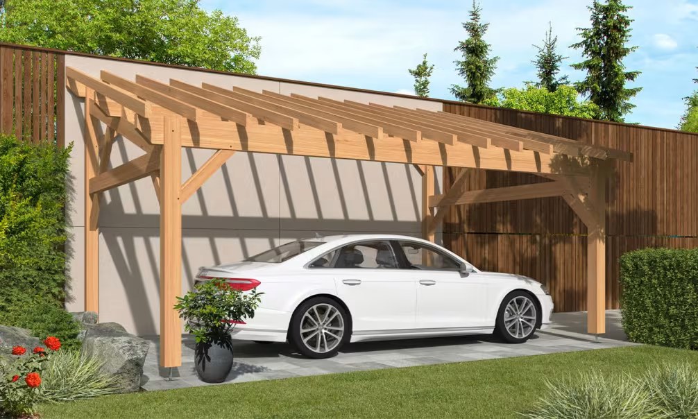Carport 1 Fahrzeug Pultdach Scaevola – Anlehn- – Douglasie