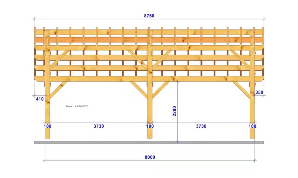 Carport für Wohnmobil Oxalis Satteldach 7,30×8,76m Douglasie – Bild 4