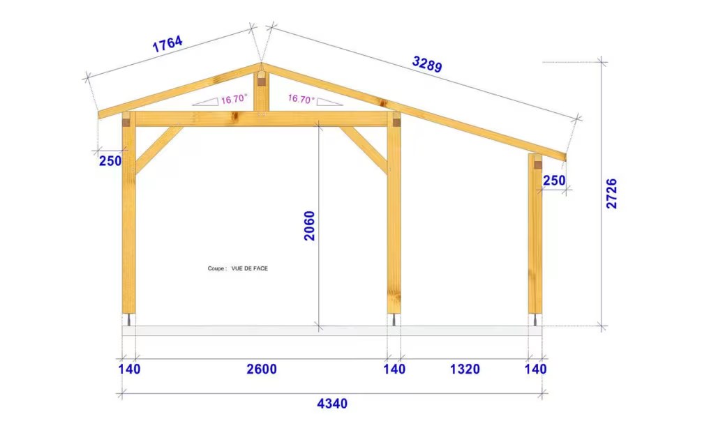 Holzcarport 1 Fahrzeug Orcet Satteldach 3.00×4.84m Douglasie – Bild 3
