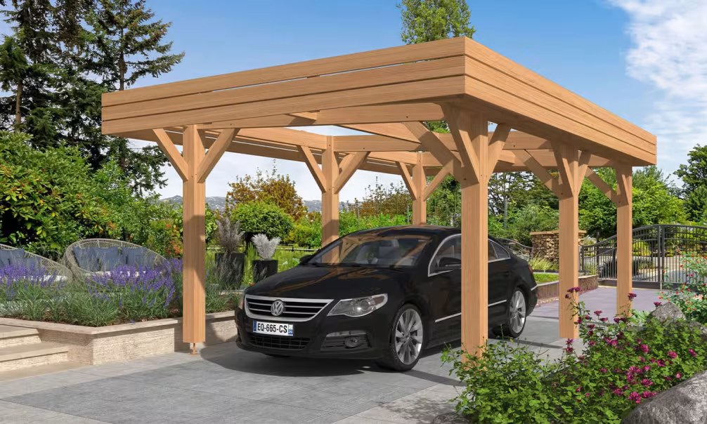 Carport 1 Fahrzeug Flachdach Ononis - Holzcarport Bausatz Douglasie