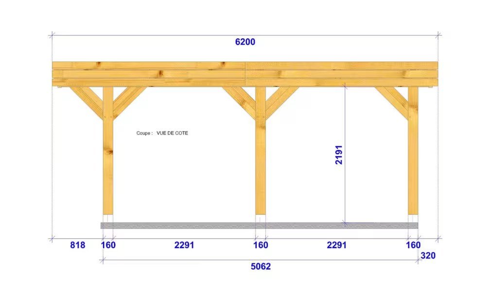 Carport 1 Fahrzeug Flachdach Ononis – Holzcarport Bausatz Douglasie – Bild 3