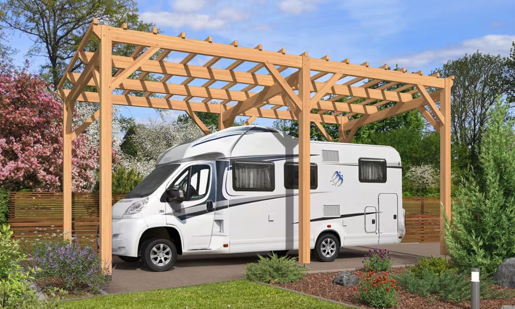 Carport für Wohnmobil Pultdach Clintonia – Anlehn- – Douglasie