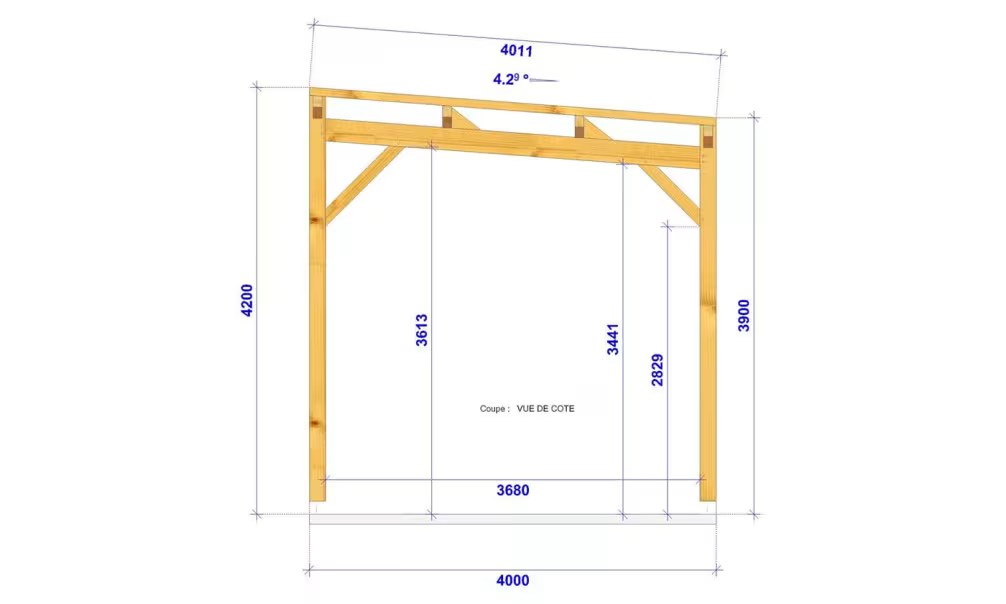Carport für Wohnmobil Pultdach Clintonia – Anlehn- – Douglasie – Bild 3