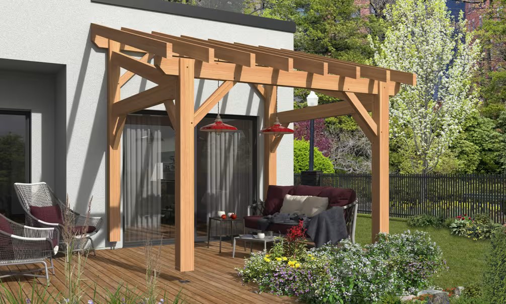Freistehende Pergola Amsonia, Pultdach – 3.50×3.25m – Douglasie