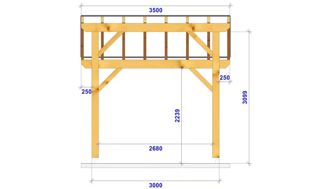 Freistehende Pergola Amsonia, Pultdach – 3.50×3.25m – Douglasie – Bild 2