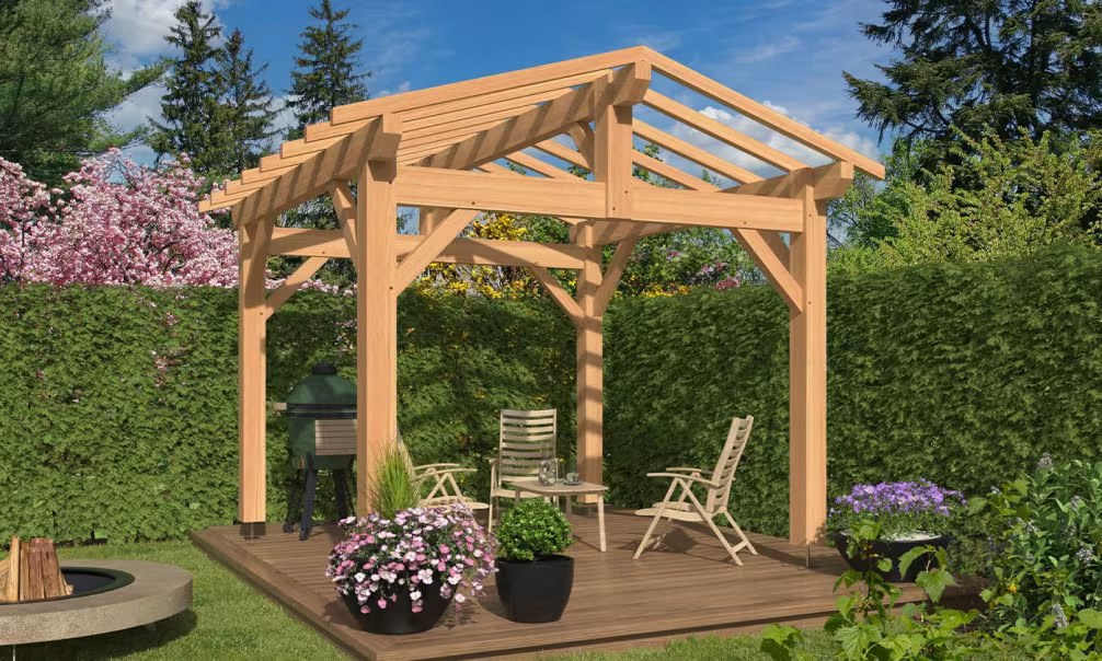 Freistehende Pergola Acacia, Satteldach - 3.50x3.50m - Douglasie