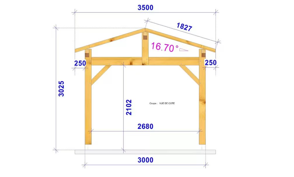 Freistehende Pergola Acacia, Satteldach – 3.50×3.50m – Douglasie – Bild 3